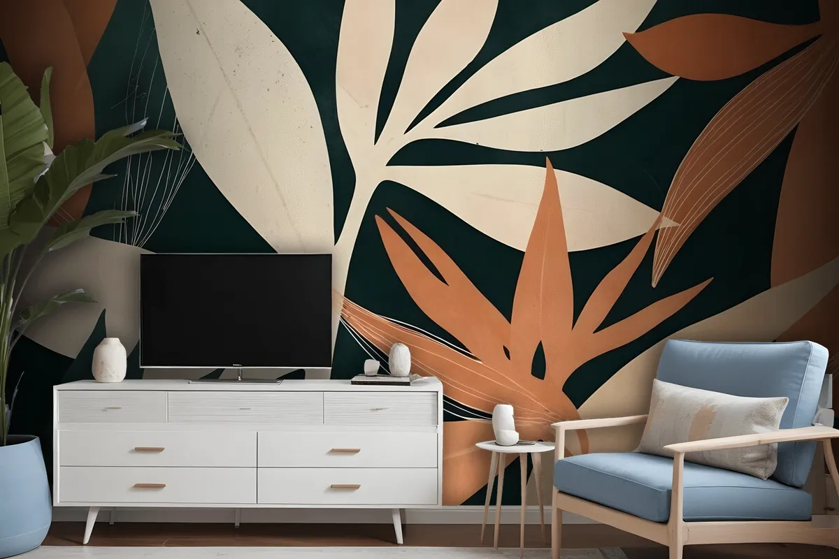 Tropical Foliage Leaves Art Wallpaper Mural