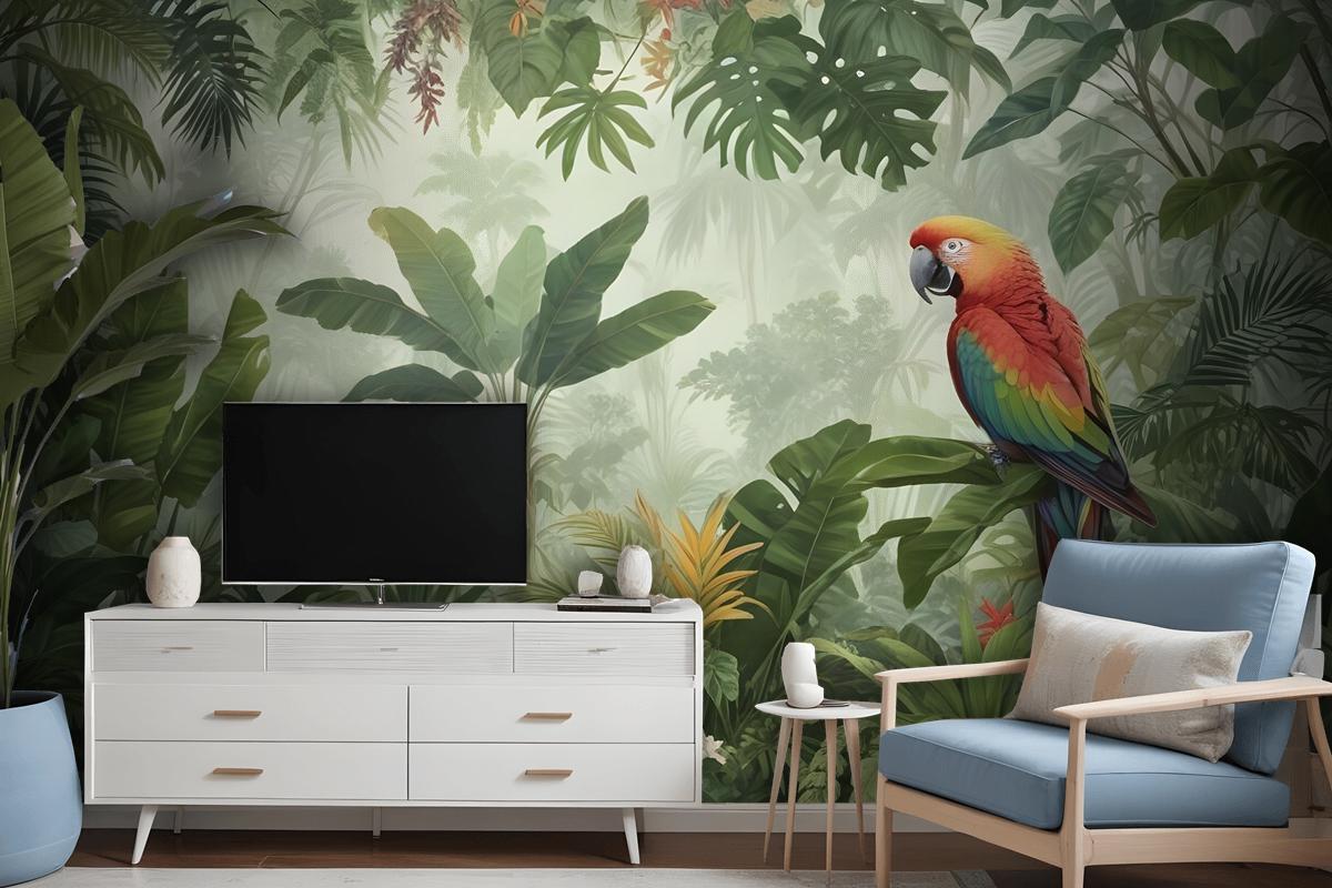 Tropical Jungle Plants Wallpaper Mural