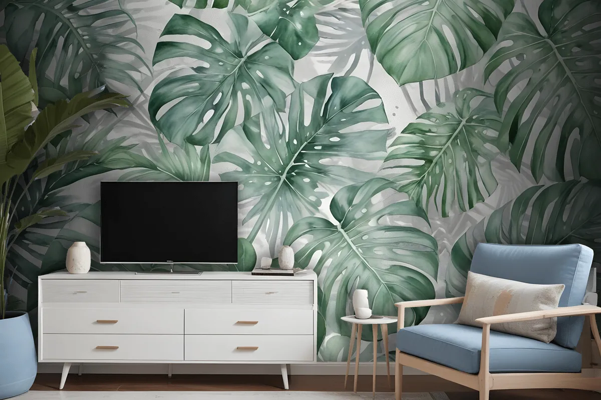 Tropical Leaf Pattern Wallpaper Mural