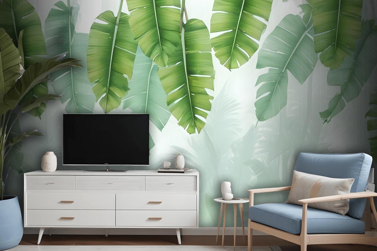 Tropical Leaves And Shading Leaf Wallpaper Mural