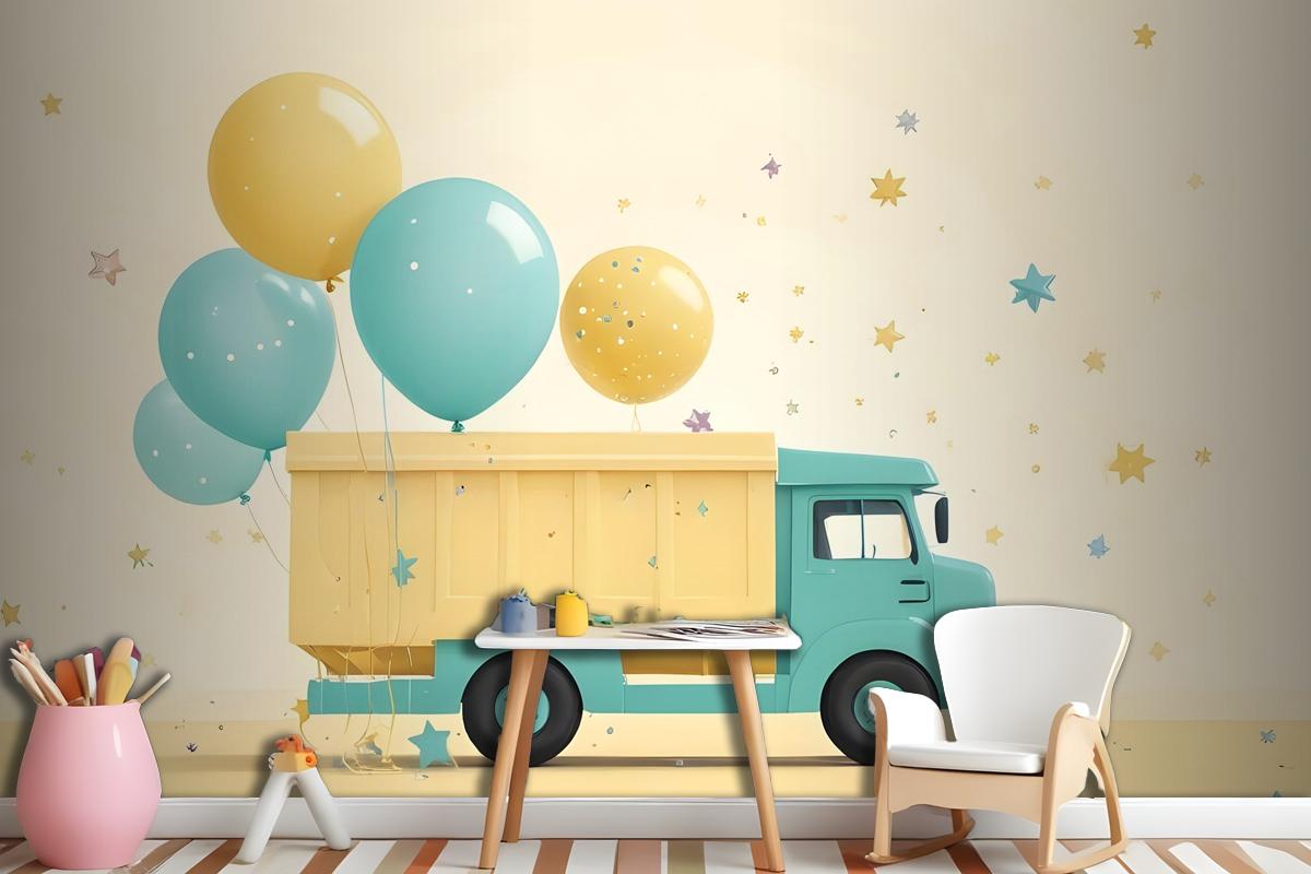 Truck Ballon Kids Wallpaper Mural