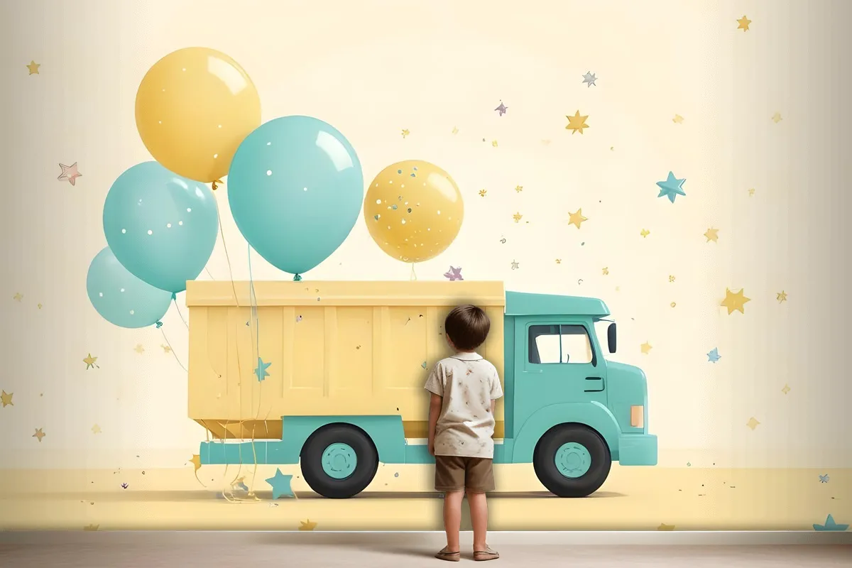 Truck Ballon Kids Wallpaper Mural