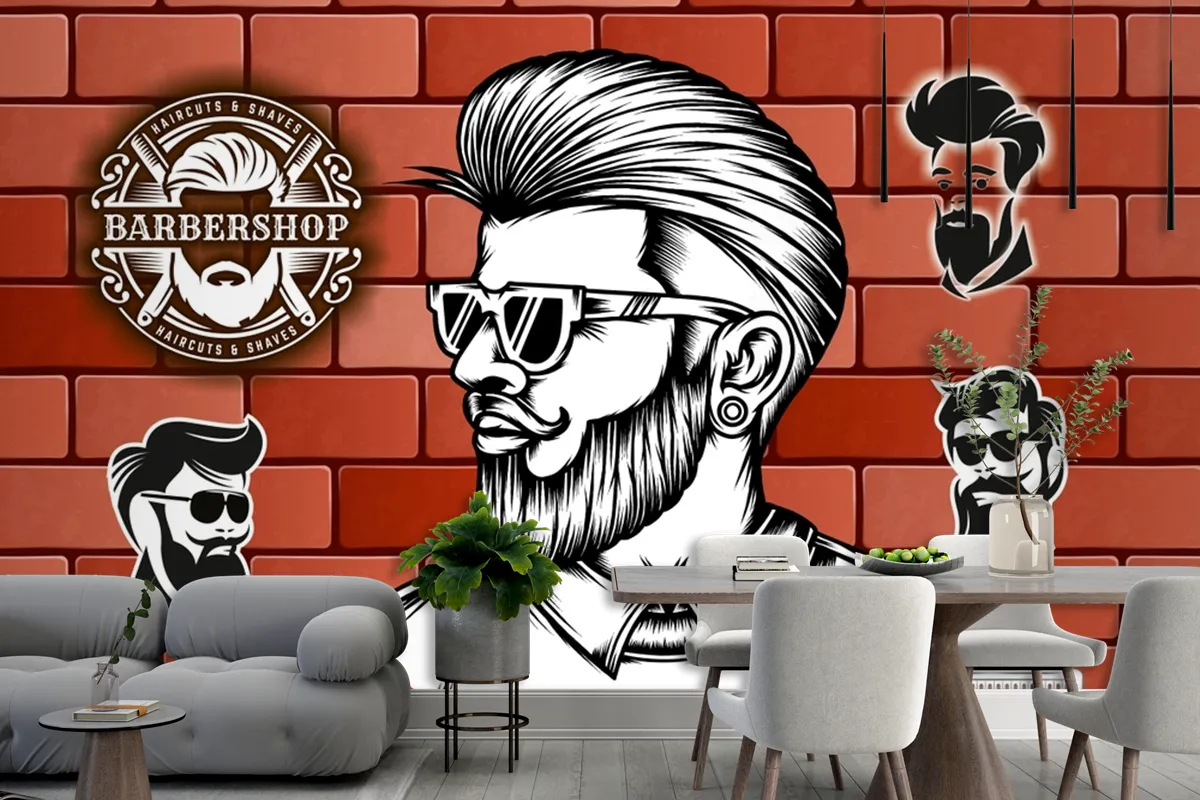 Tuğla Arka Plan Barbershop Duvar Kağıdı