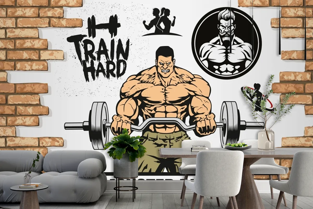 Tuğla Duvar Halter Gym Duvar Kağıdı