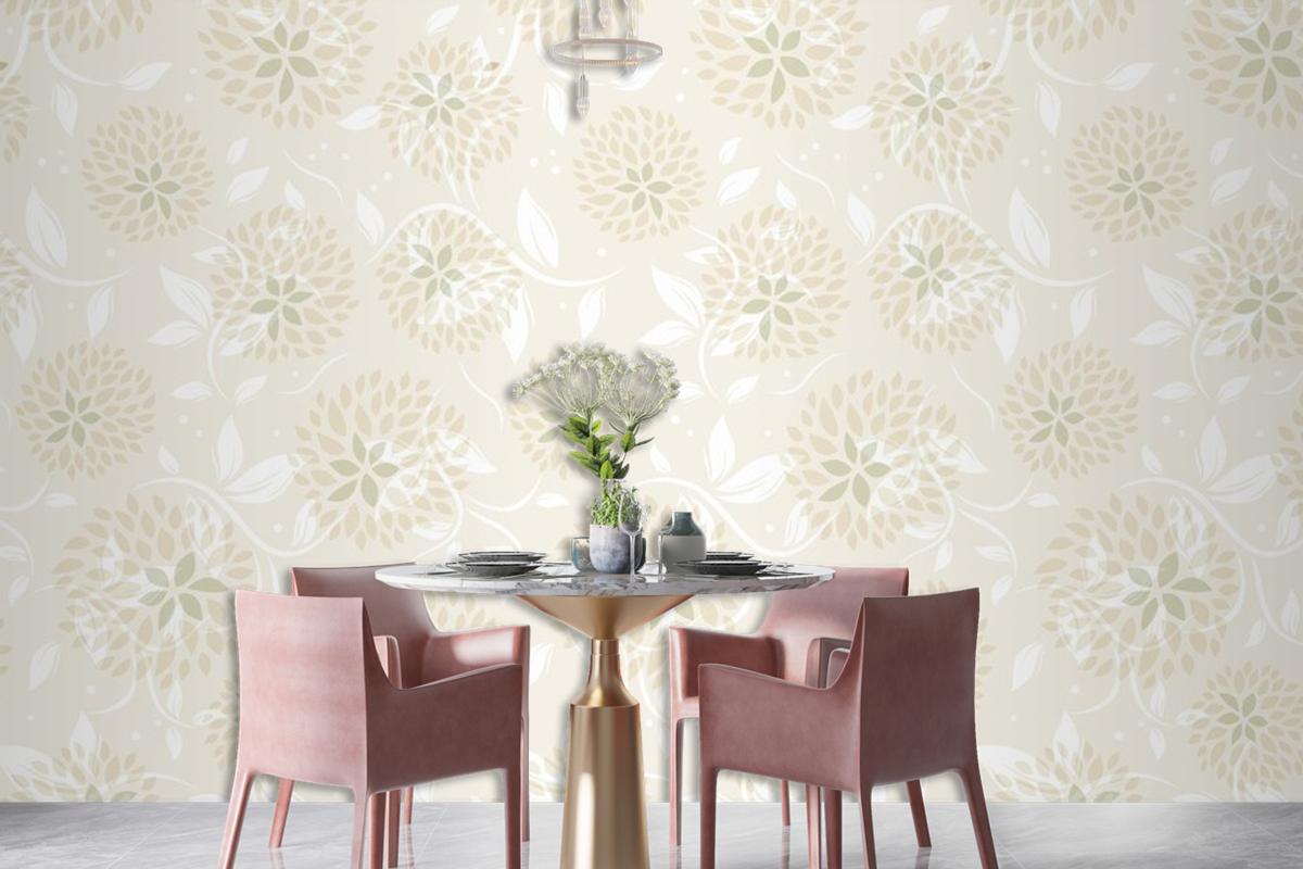 Seamless Floral Pattern Dining Room Wallpaper Mural