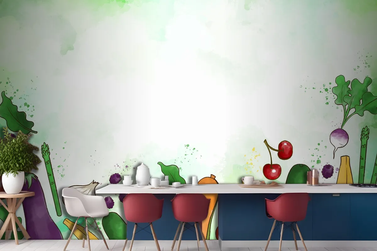 Vegetables And Fruit Wallpaper Mural