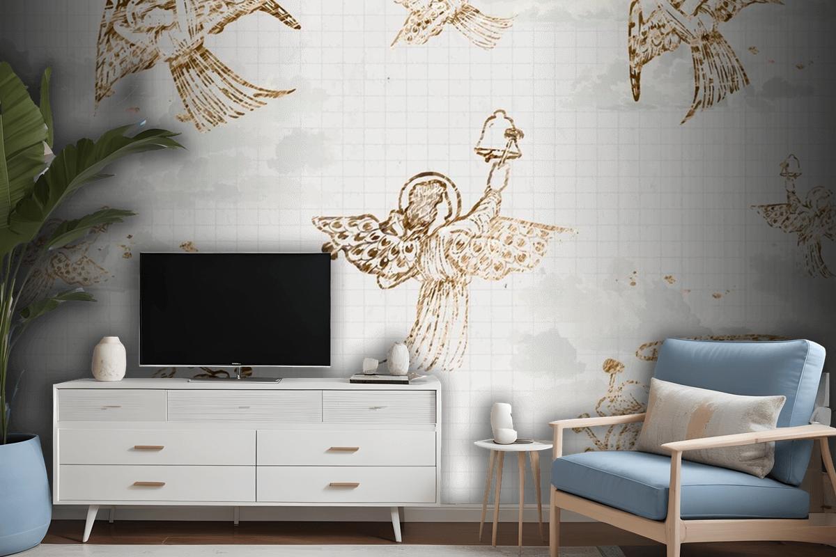 Vintage Angel Pattern Background Wallpaper Mural