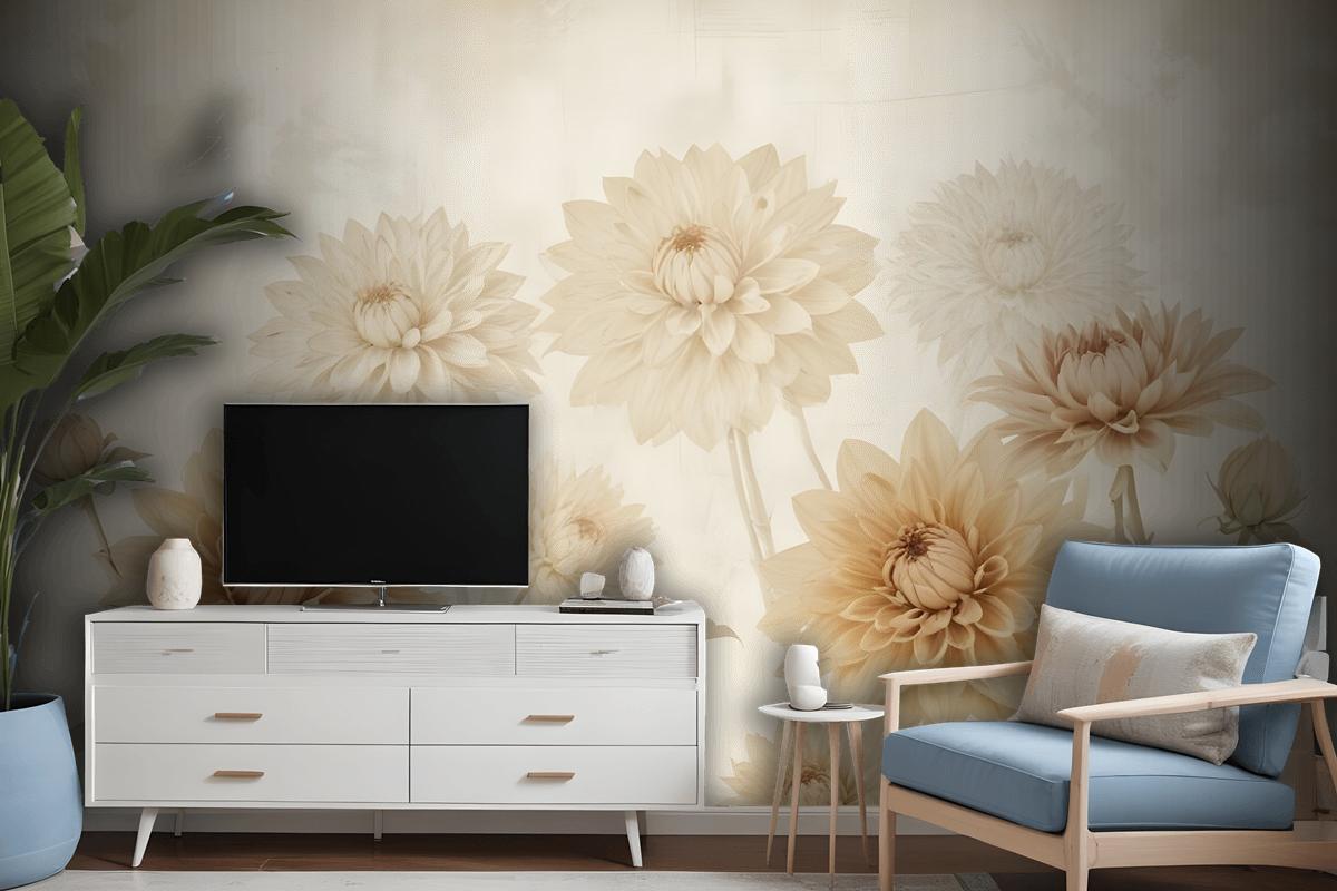 Vintage Dahlia Flower Wallpaper Mural