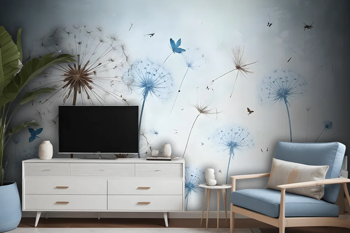 Vintage Dandelion Floral Wallpaper Mural