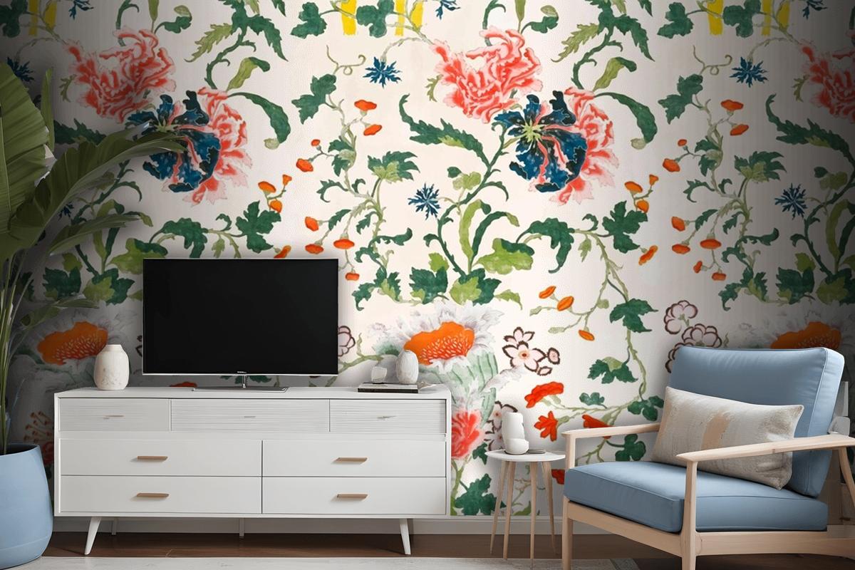 Vintage Floral Pattern Wallpaper Mural