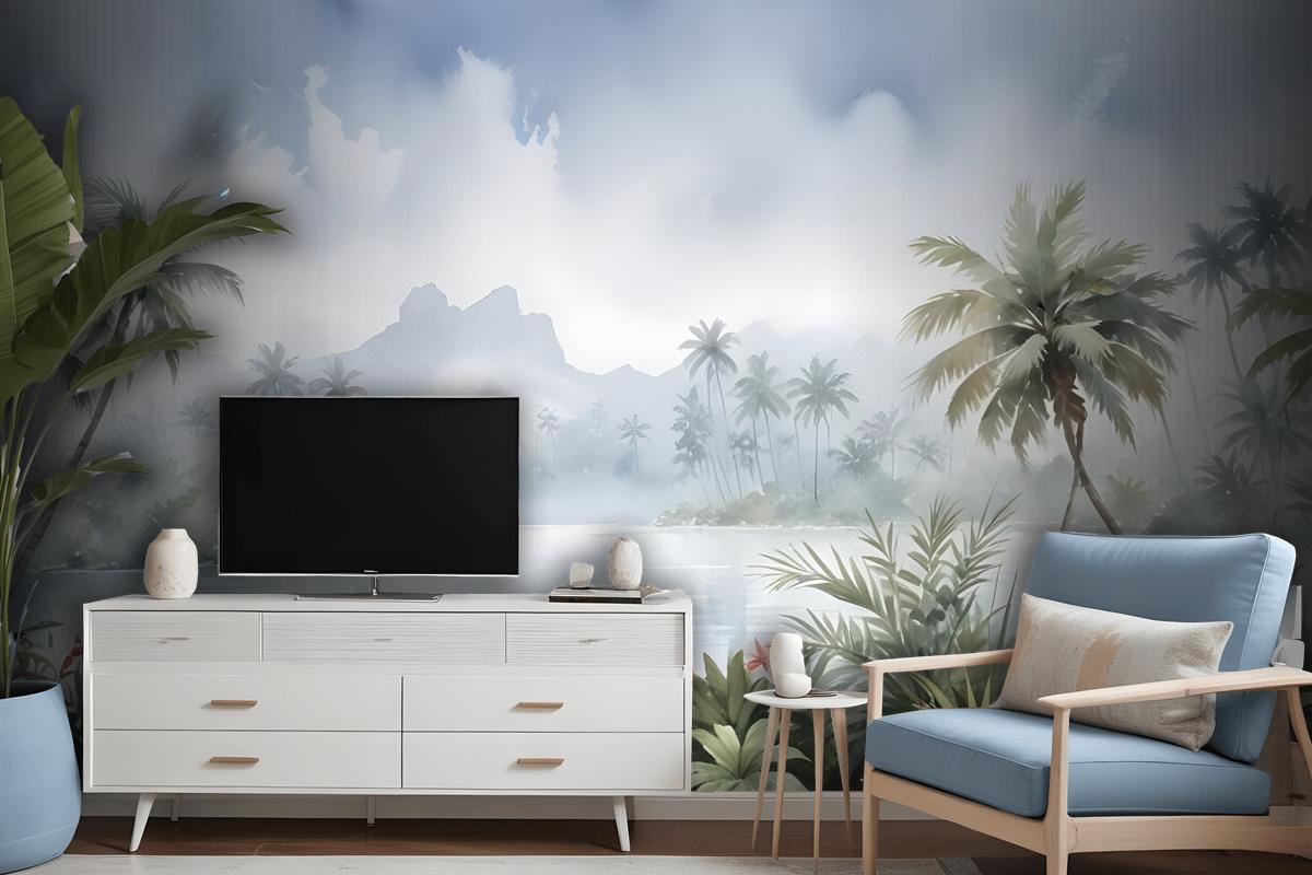 Vintage Forest With Lakescape Wallpaper Mural