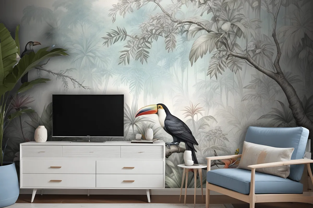 Vintage Historic Paradise Bird Art Wallpaper Mural