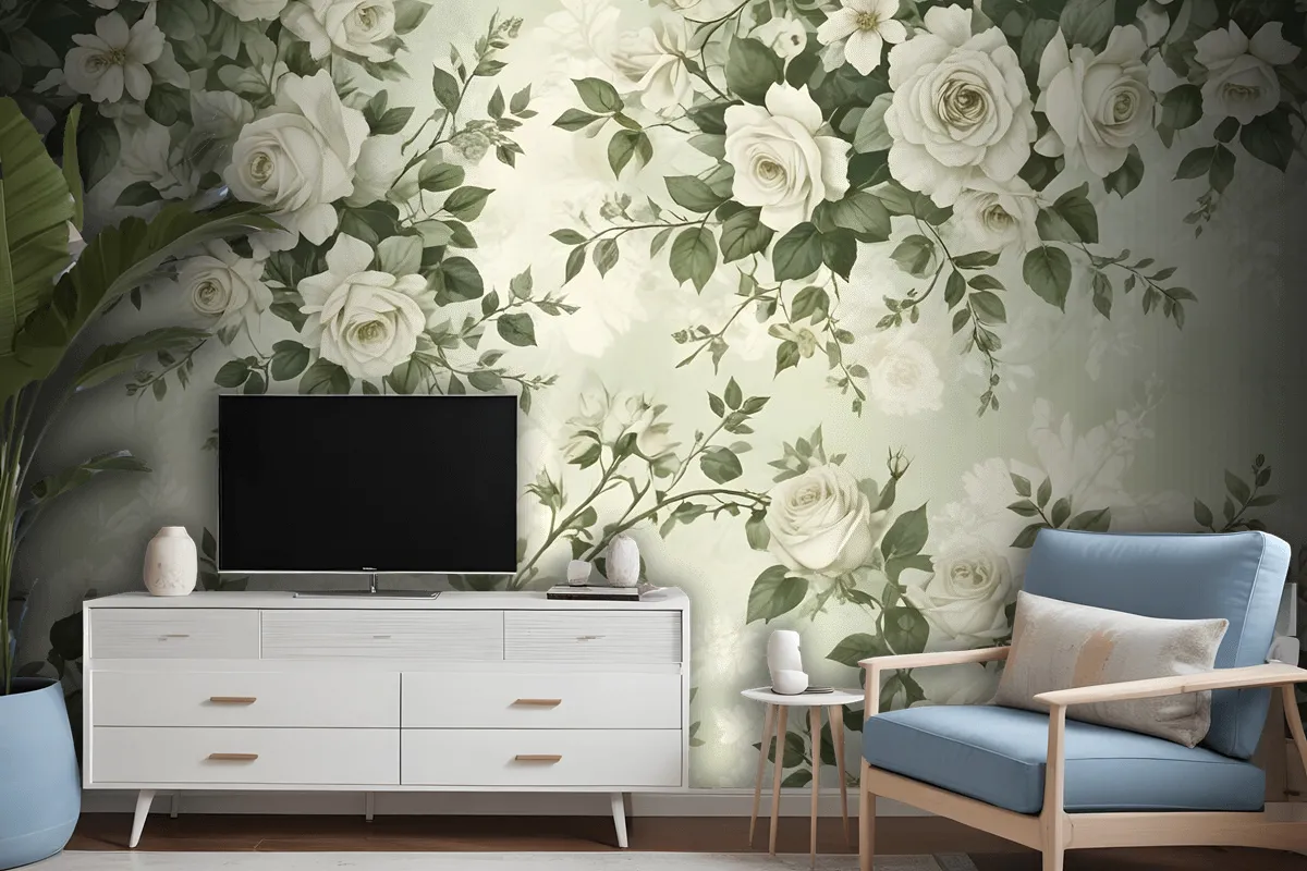 Vintage Rose Flower Wallpaper Mural