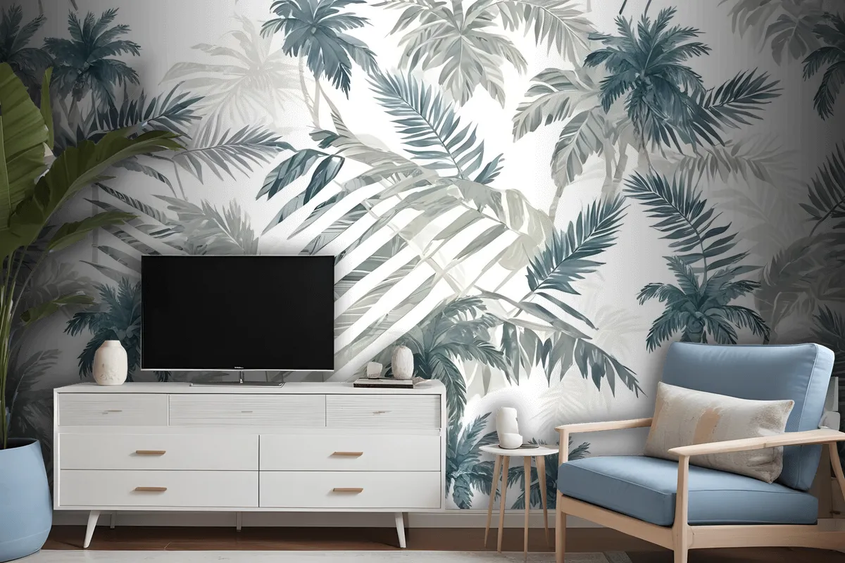 Vintage Tropical Leaf Pattern Wallpaper Mural