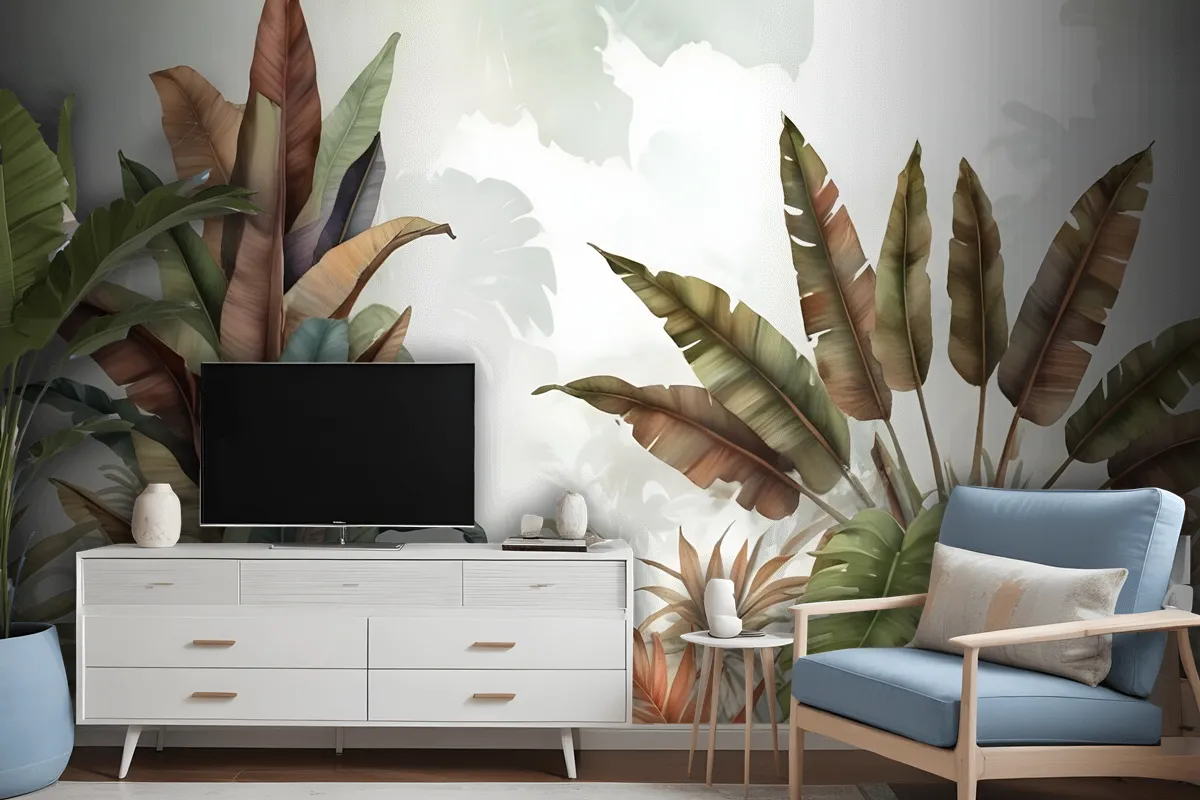 Vintage Tropical Leaf Wallpaper Mural