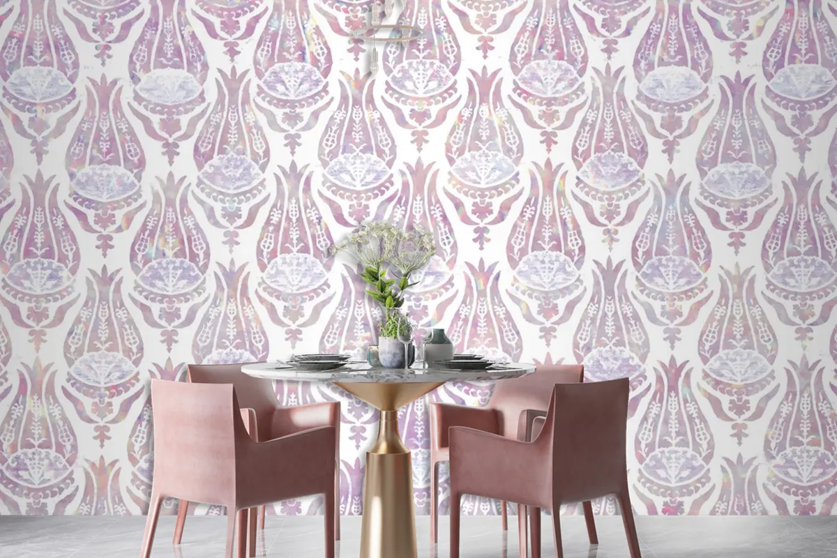 Vintage Tulip Holographic Pattern Wallpaper Mural