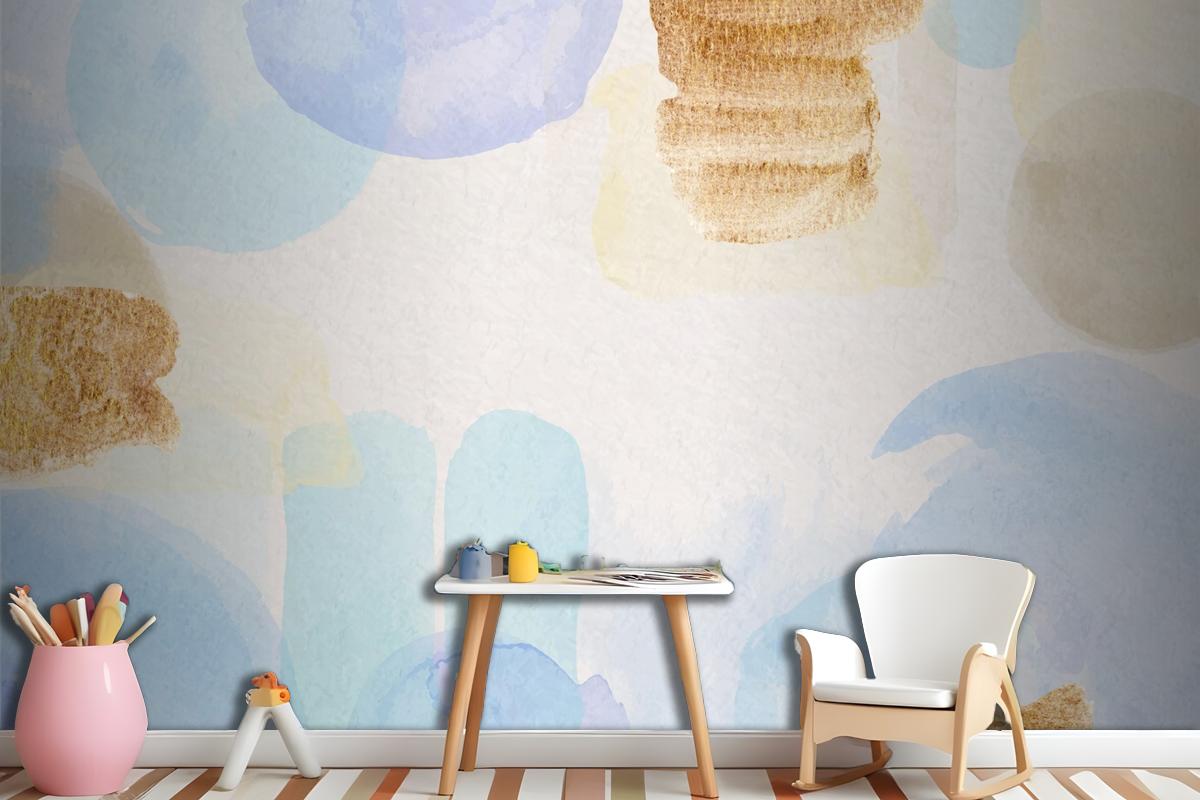 Watercolor Abstract Background With Painted Stains Wallpaper Mural