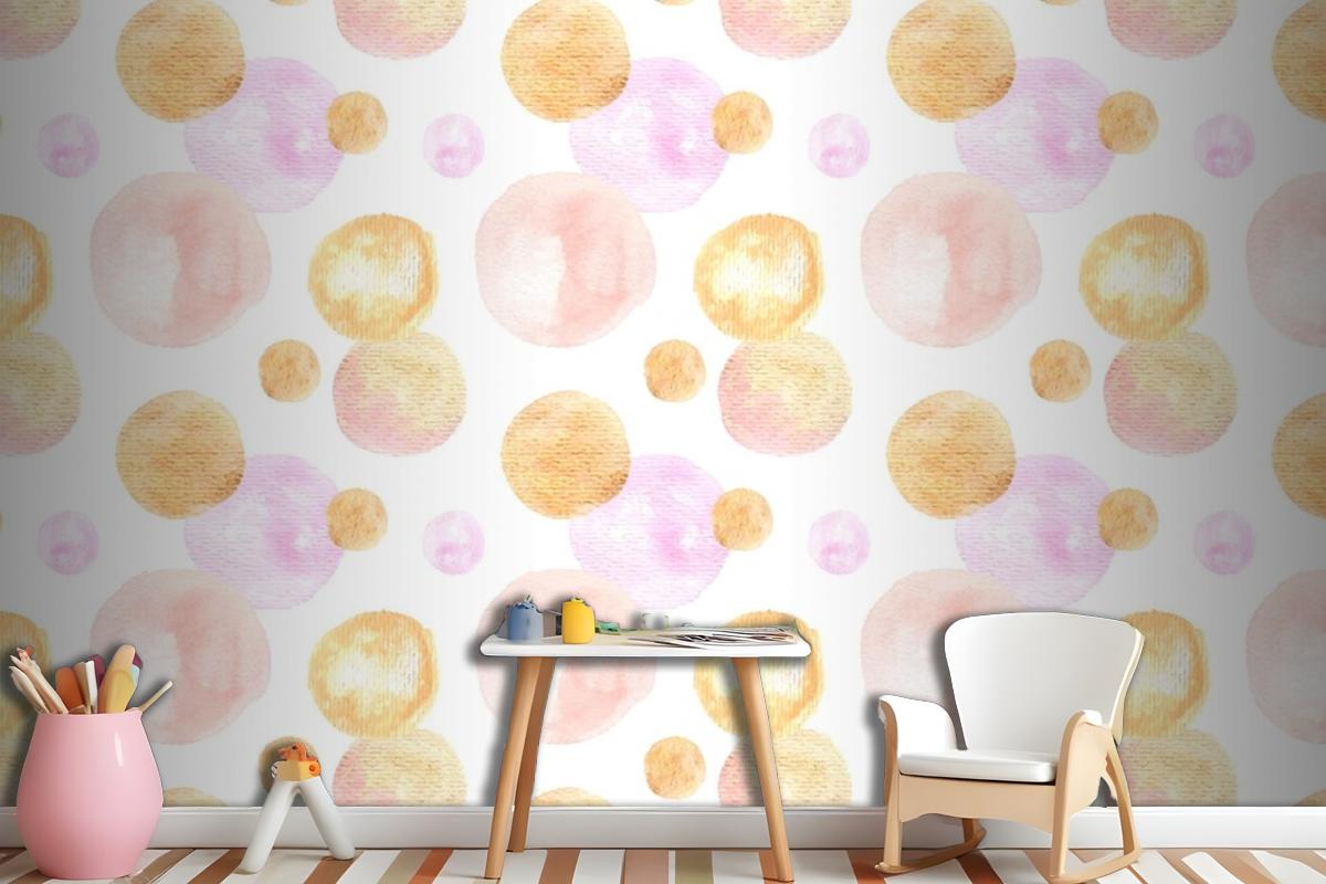 Watercolor Abstract Circular Spots Seamless Pattern Wallpaper Mural