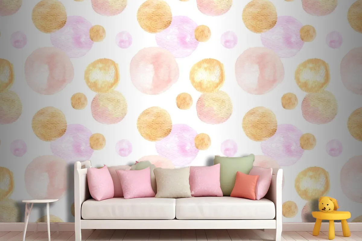 Watercolor Abstract Circular Spots Seamless Pattern Wallpaper Mural