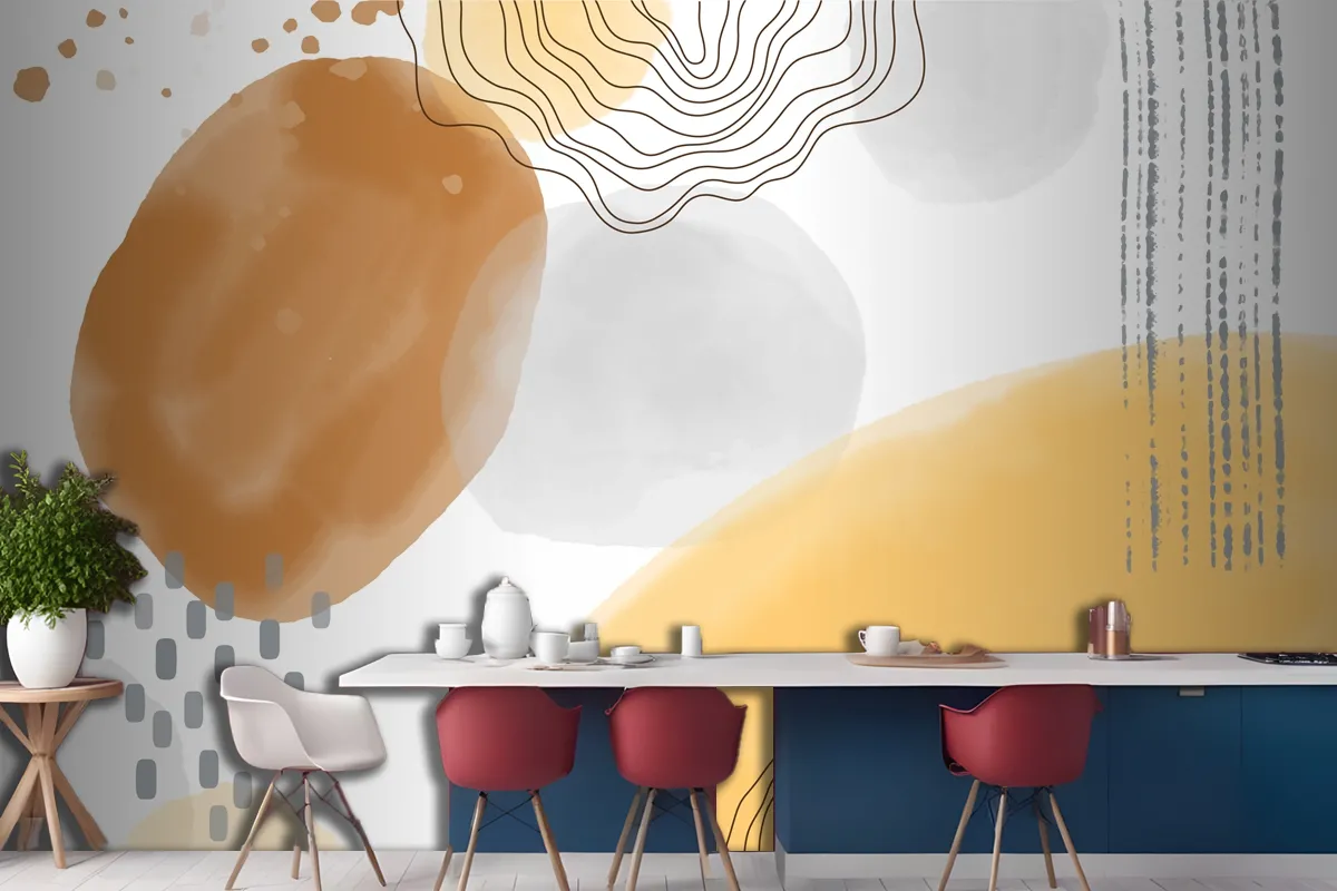 Watercolor Abstract Doodle Background Kitchen Wallpaper Mural