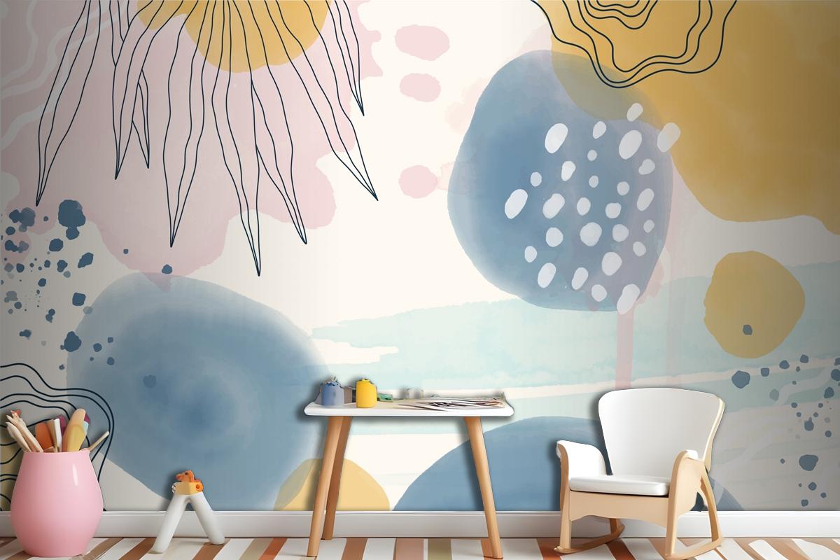 Watercolor Abstract Doodle Background Wallpaper Mural