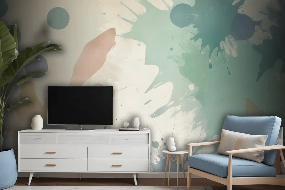 Watercolor Abstract Flowers Wallpaper Mural