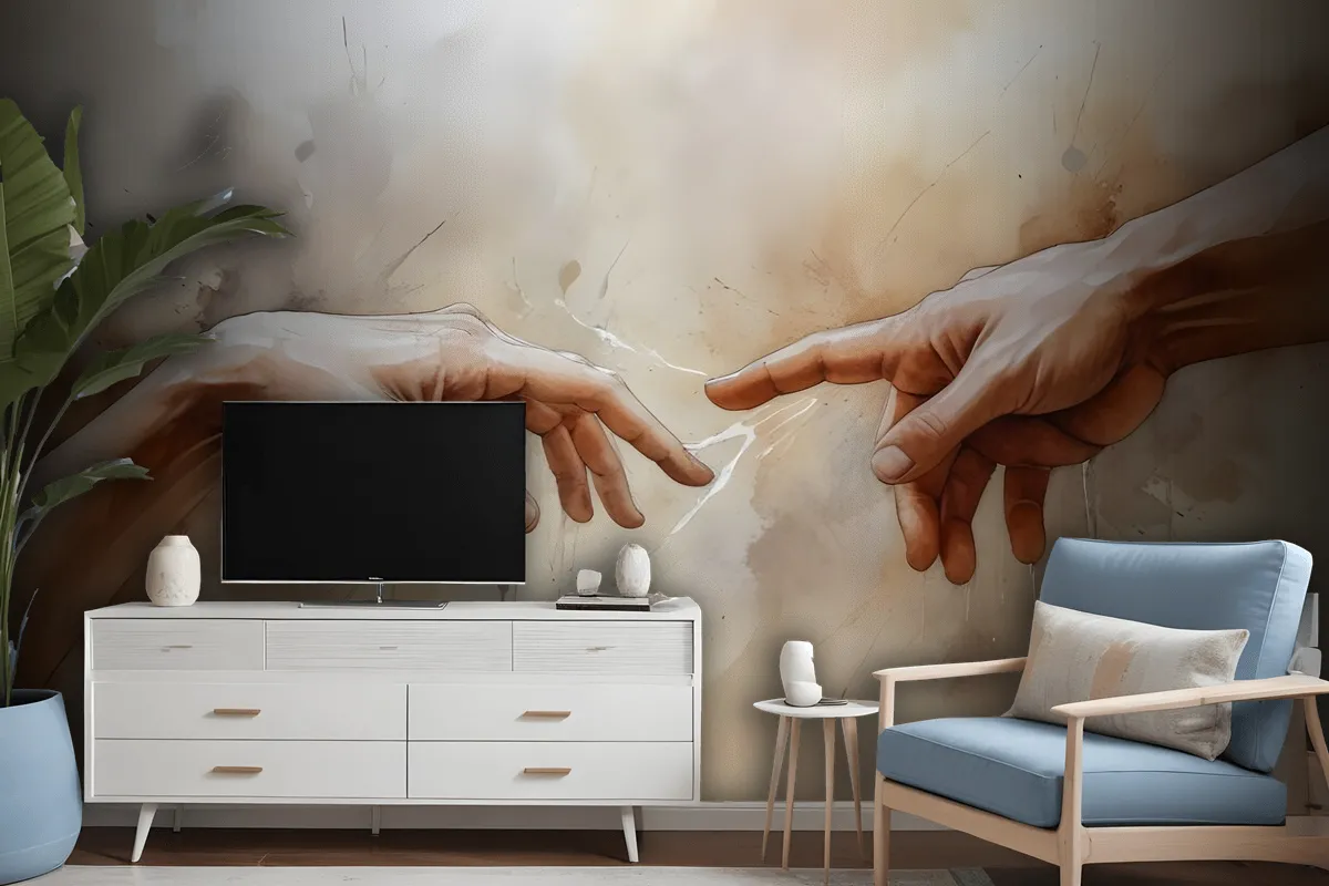 Watercolor Abstract Hands Wallpaper Mural