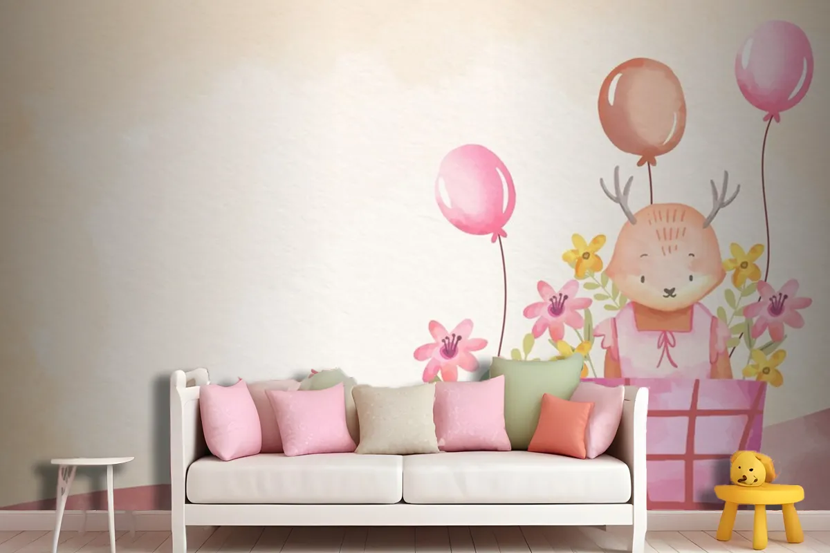 Watercolor Baby Girl Background Girl Wallpaper Mural