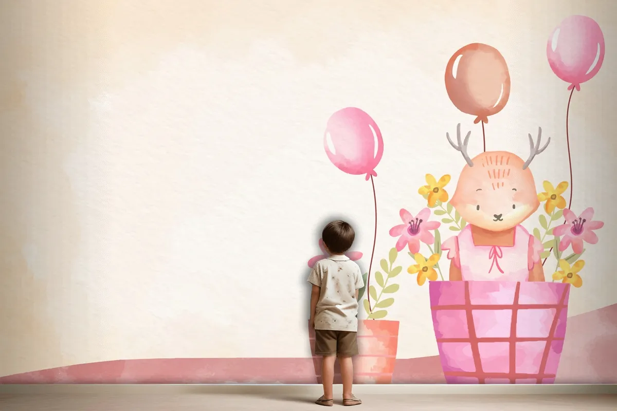 Watercolor Baby Girl Background Wallpaper Mural