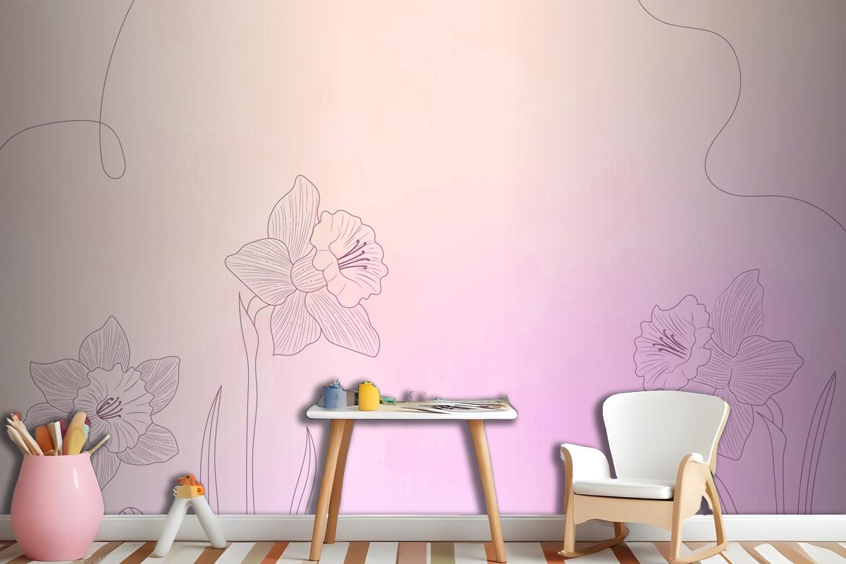 Watercolor Background With Hand Drawn Elements Wallpaper Mural