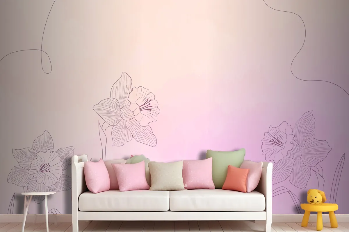 Watercolor Background With Hand Drawn Elements Wallpaper Mural