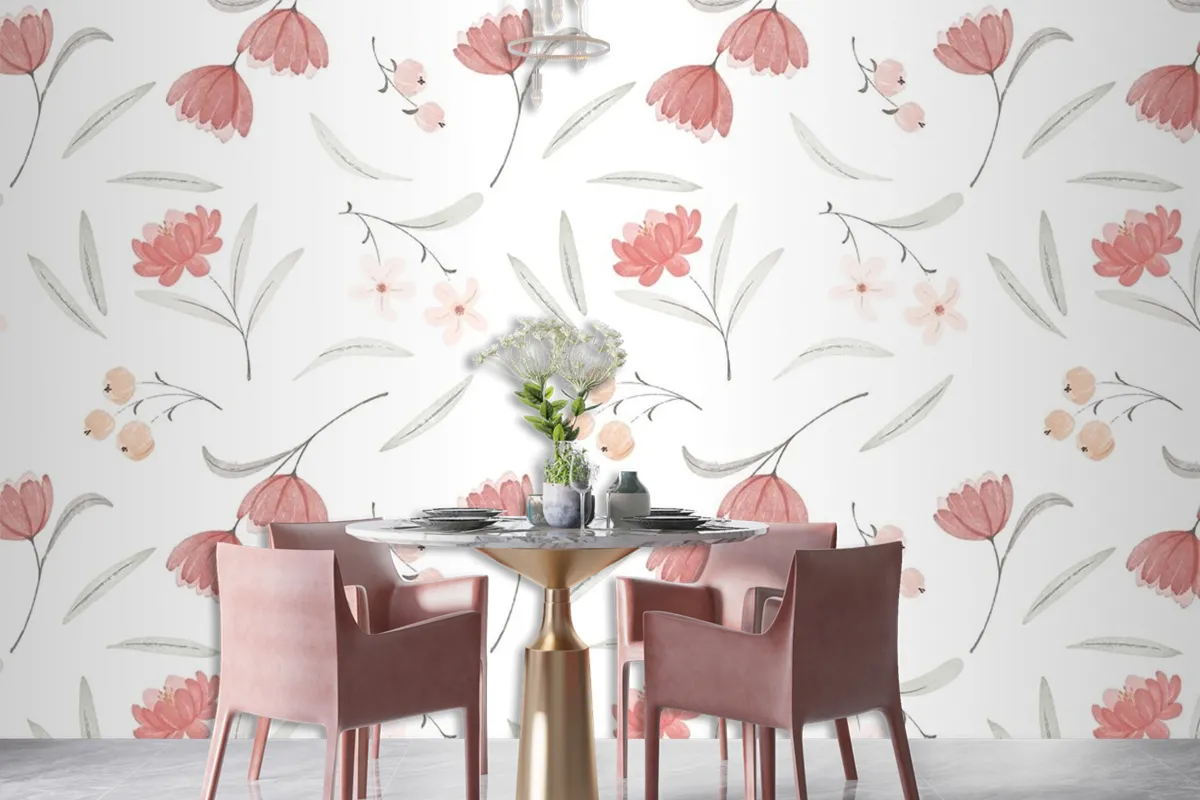 Watercolor Boho Pattern Design Wallpaper Mural