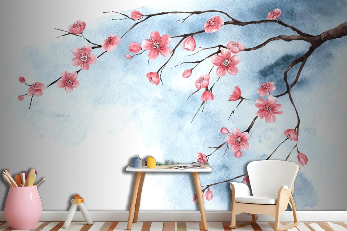 Watercolor Cherry Blossom Wallpaper Mural