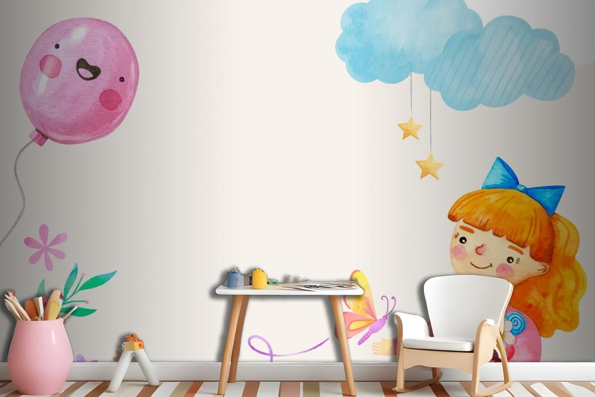 Watercolor Children'S Day In Spanish Background Wallpaper Mural