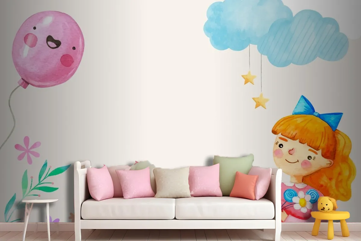 Watercolor Children'S Day In Spanish Background Wallpaper Mural