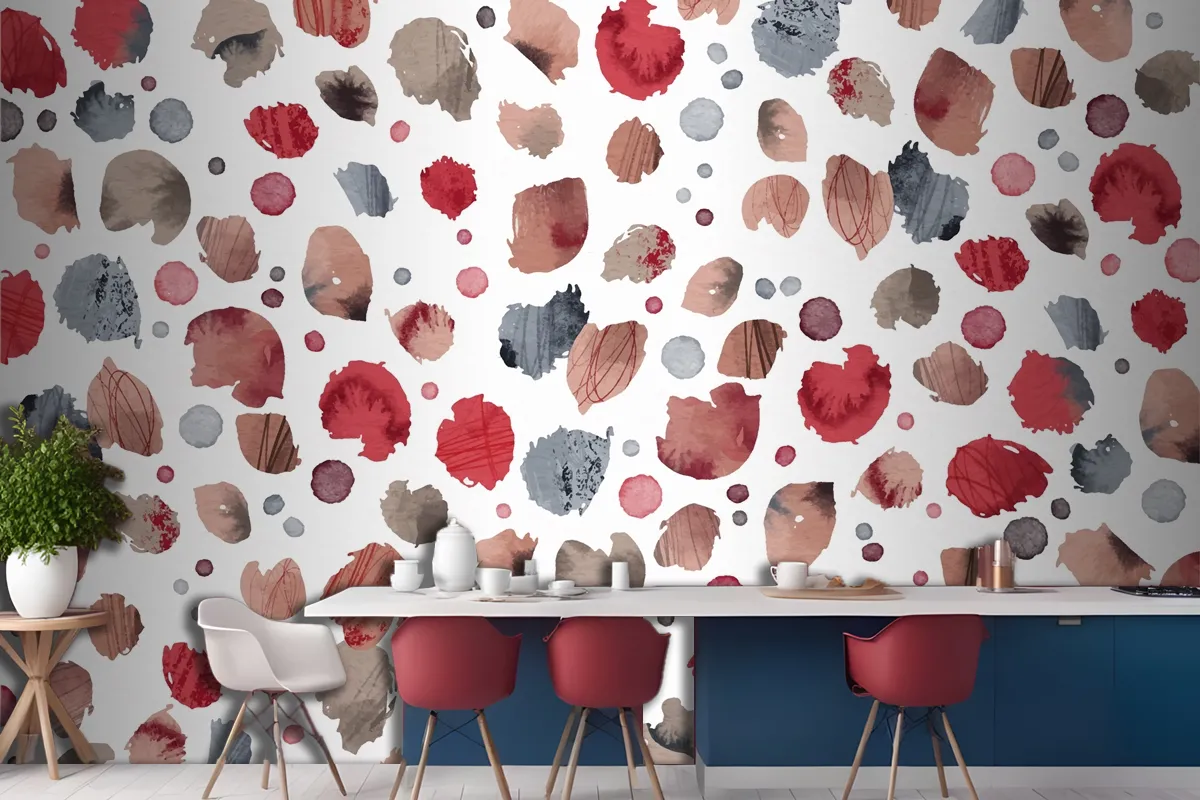 Watercolor Dotty Pattern Kitchen Wallpaper Mural