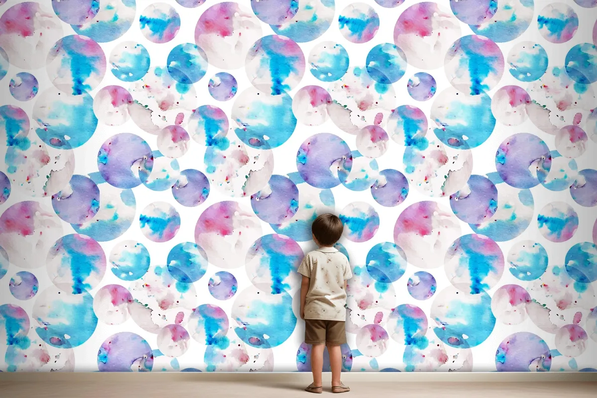 Watercolor Dotty Pattern Wallpaper Mural