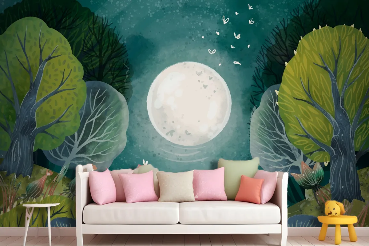 Watercolor Enchanted Forest Wallpaper Mural