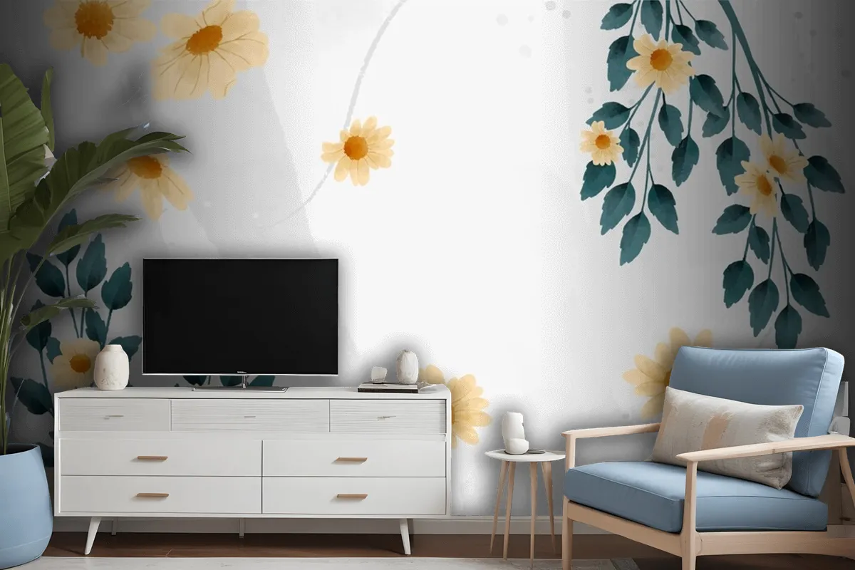 Watercolor Floral Background Design Wallpaper Mural