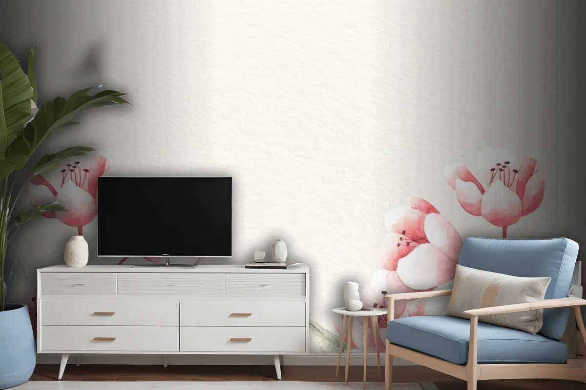 Watercolor Floral Background With Soft Colors Wallpaper Mural