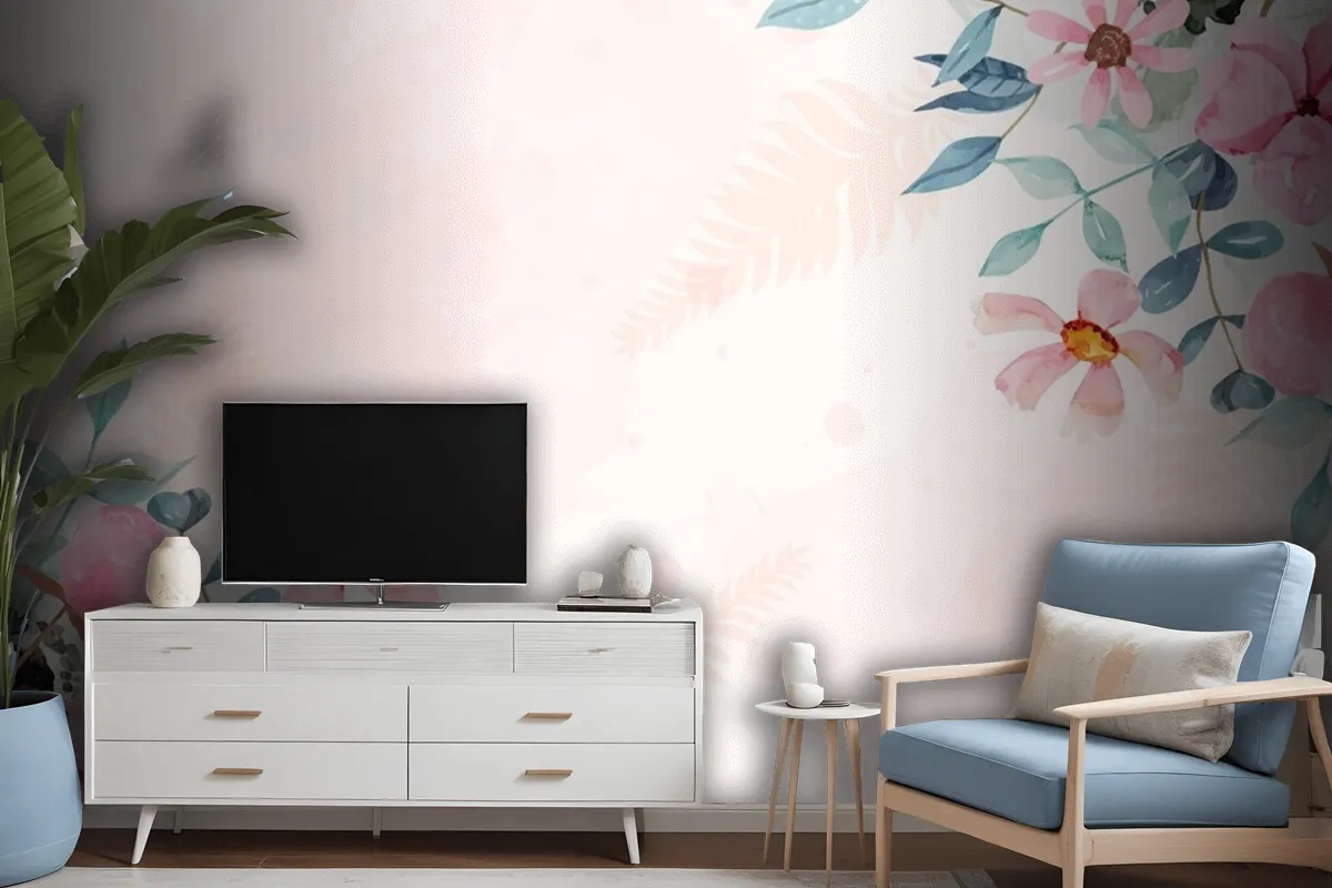 Watercolor Floral Background Wallpaper Mural