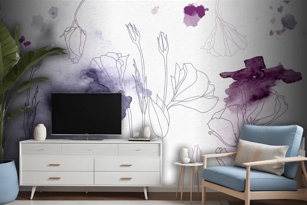 Watercolor Floral Background Wallpaper Mural