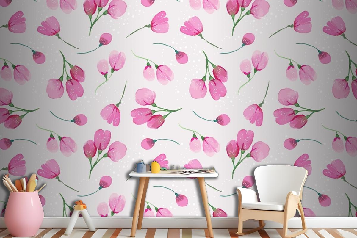 Watercolor Floral Pattern Design Wallpaper Mural