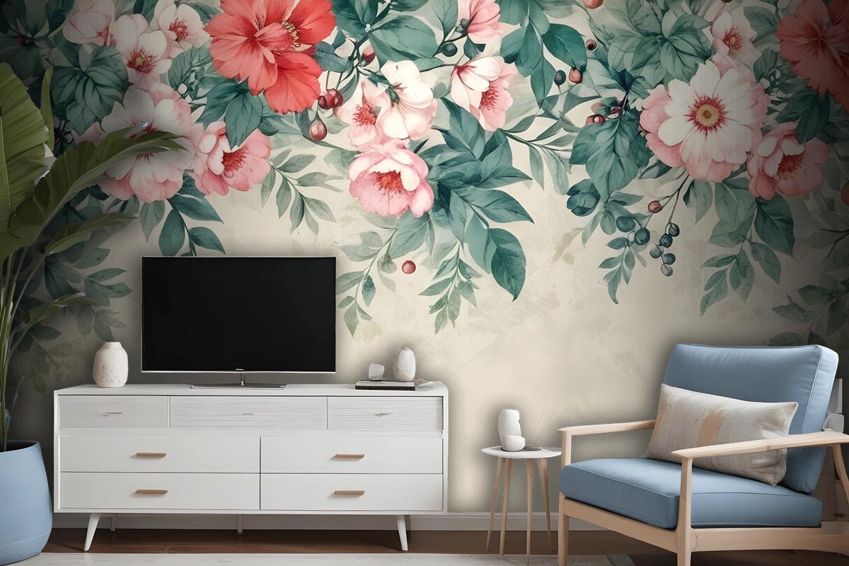 Watercolor Floral Wallpaper Mural