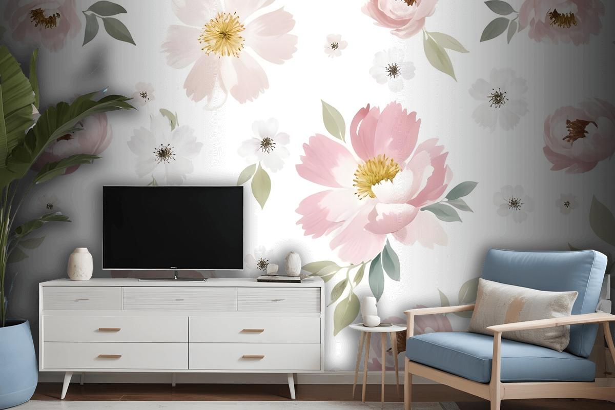 Watercolor Floral Wallpaper Mural