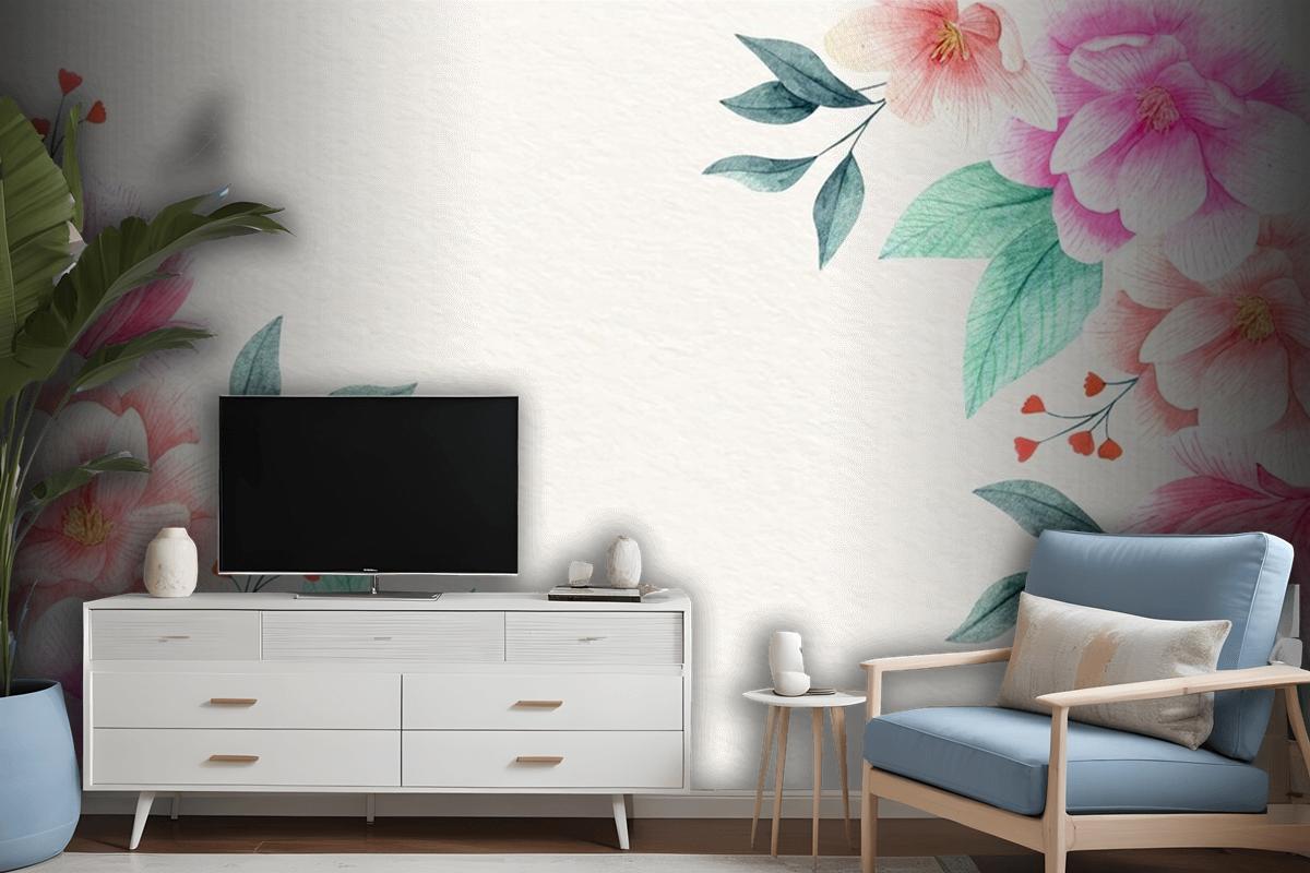 Watercolor Floral Wallpaper Mural 