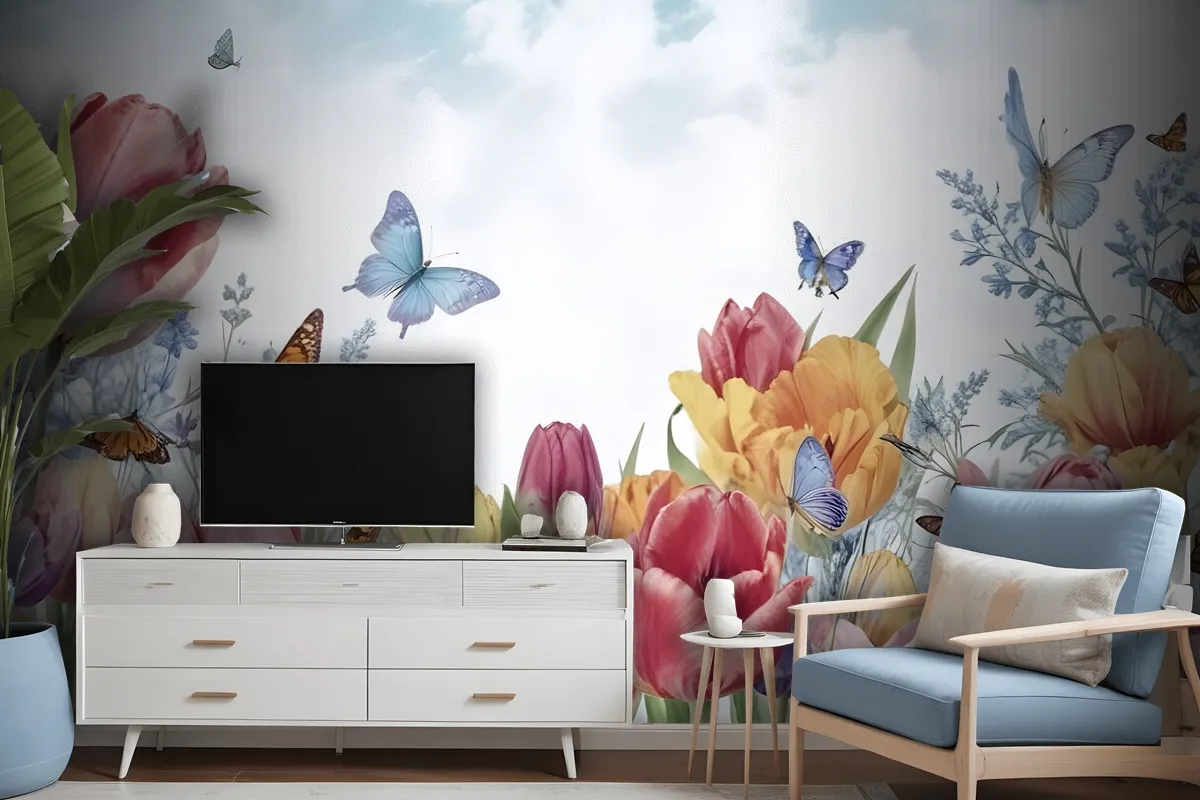 Watercolor Garden Floral Wallpaper Mural