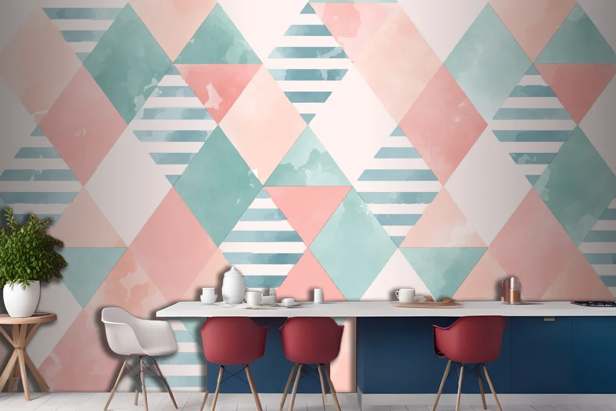 Watercolor Geometric Background Kitchen Wallpaper Mural