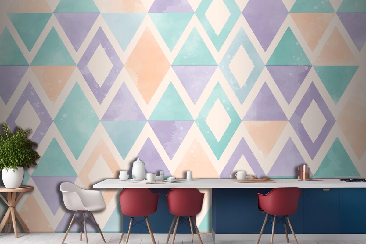 Watercolor Geometric Kitchen Wallpaper Mural