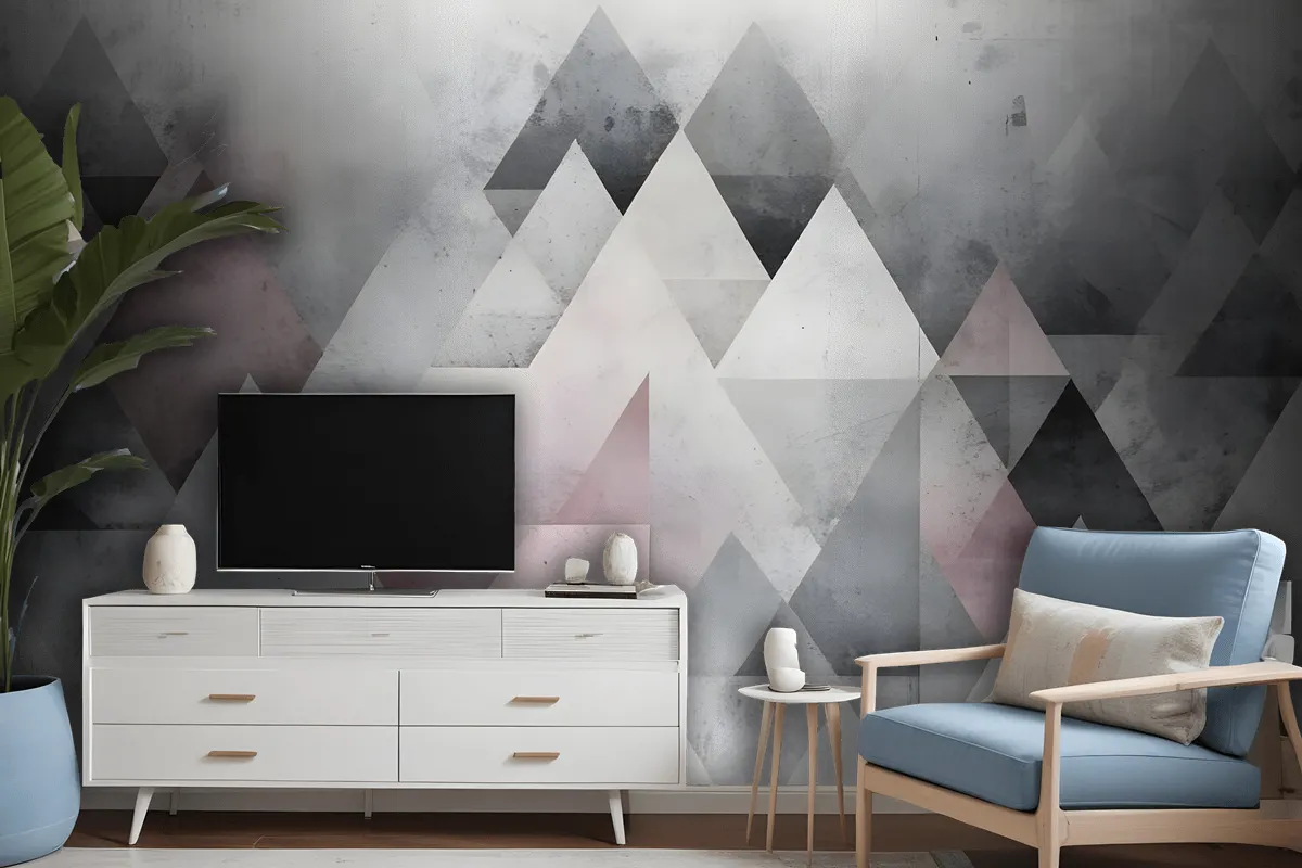 Watercolor Geometric Triangle Pattern Wallpaper Mural